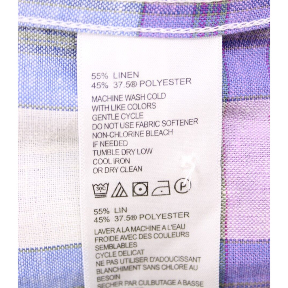 Tommy Bahama Shirt Sz L Plaid Linen Blend Long Sleeve Button Down Purple - Picture 7 of 7